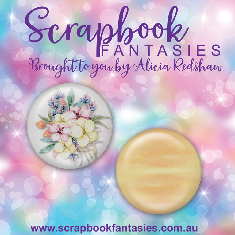 Tropical Ambience Flair Buttons [1"] - Bouquet & Watercolour (2 pieces) Designed by Alicia Redshaw