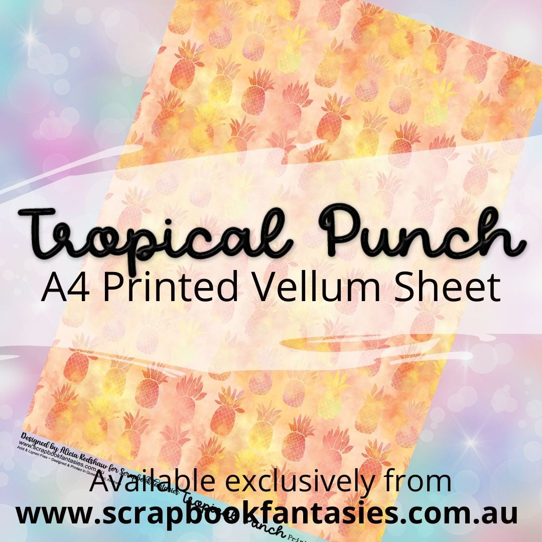 Tropical Punch A4 Printed Vellum Sheet - Pineapple Pattern 13116