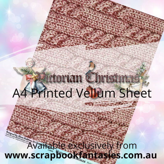 Victorian Christmas A4 Printed Vellum Sheet - Pink Knit 13824