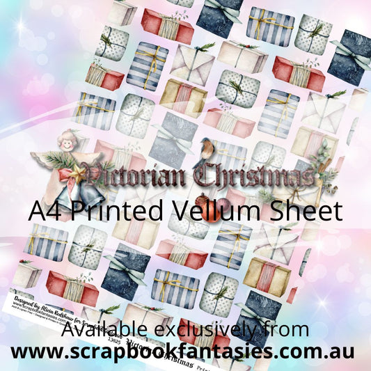 Victorian Christmas A4 Printed Vellum Sheet - Presents 13825