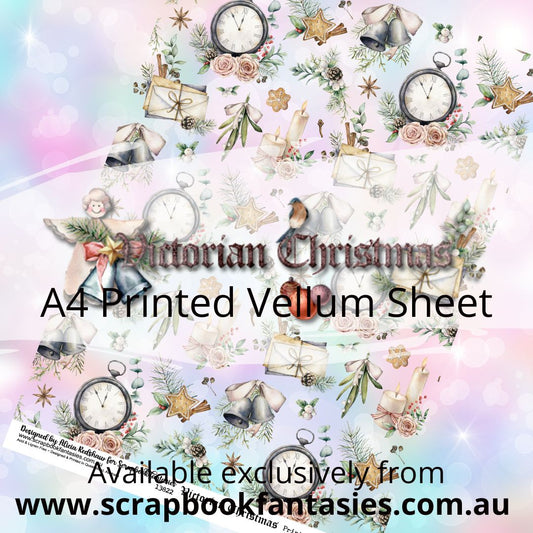 Victorian Christmas A4 Printed Vellum Sheet - Victorian Christmas Print 13822