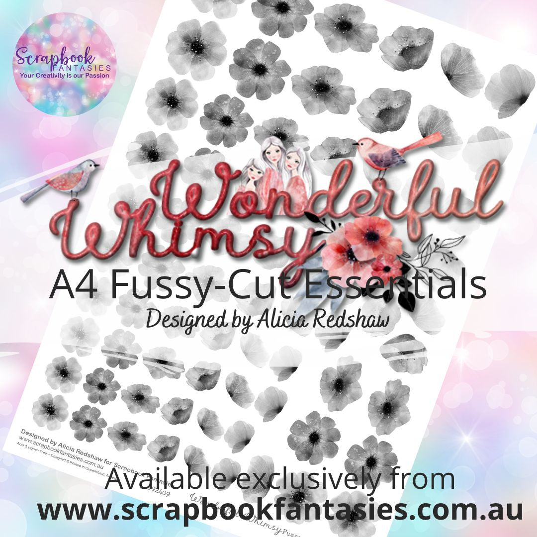 Wonderful Whimsy A4 Colour Fussy-Cut Essentials - Grey Flowers 992409