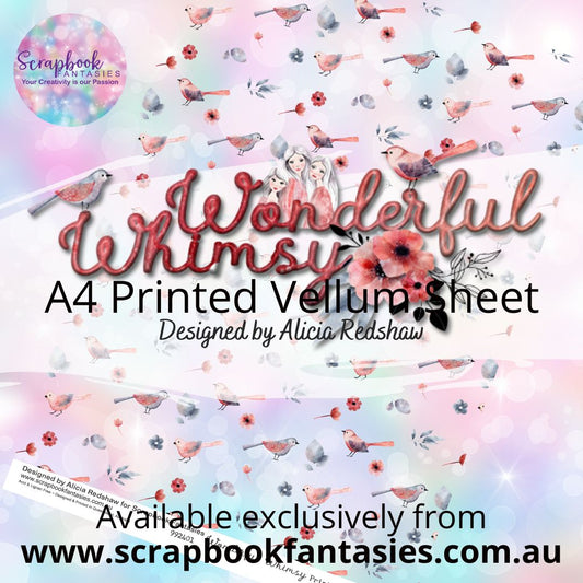 Wonderful Whimsy A4 Printed Vellum Sheet - Birds & Flowers Pattern 992401