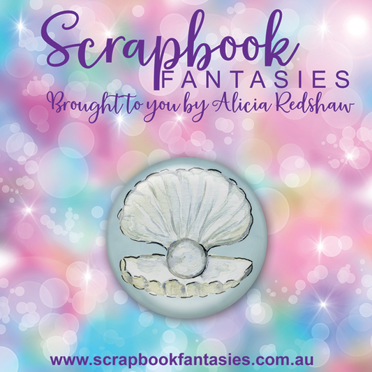 Aussie Grunge Flair Button [1"] - Clam & Pearl (1 pieces) Designed by Alicia Redshaw Exclusively for Scrapbook Fantasies