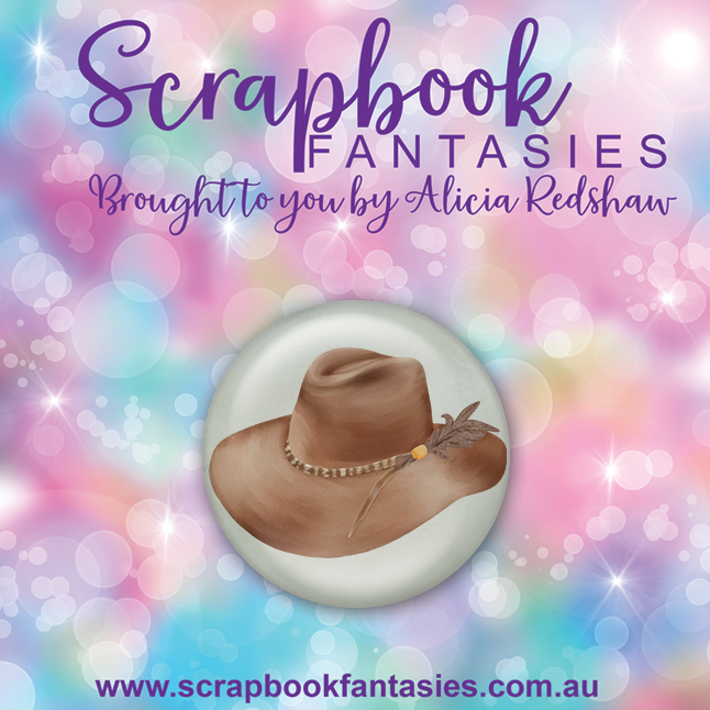 Aussie Grunge Flair Button [1"] - Hat (1 pieces) Designed by Alicia Redshaw Exclusively for Scrapbook Fantasies