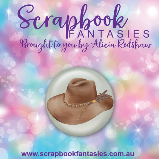 Aussie Grunge Flair Button [1"] - Hat (1 pieces) Designed by Alicia Redshaw Exclusively for Scrapbook Fantasies