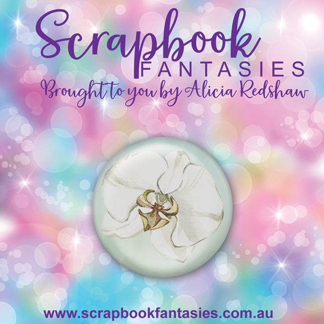 Aussie Grunge Flair Button [1"] - Orchid 1 (1 pieces) Designed by Alicia Redshaw Exclusively for Scrapbook Fantasies