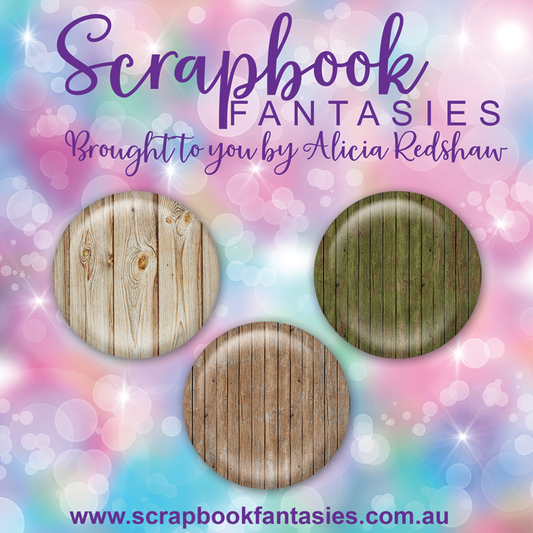 Aussie Grunge Flair Buttons [1"] - Patterns 1 (3 pieces) Designed by Alicia Redshaw Exclusively for Scrapbook Fantasies