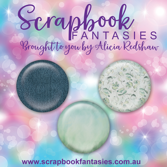 Aussie Grunge Flair Buttons [1"] - Patterns 2 (3 pieces) Designed by Alicia Redshaw Exclusively for Scrapbook Fantasies