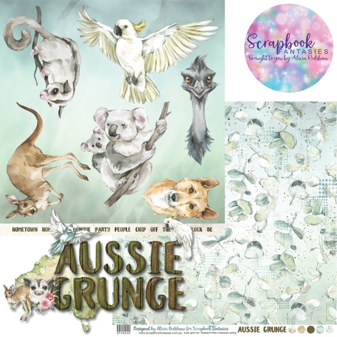 Aussie Grunge 12x12 Double-Sided Patterned Paper 002 Designed by Alicia Redshaw Exclusively for Scrapbook Fantasies