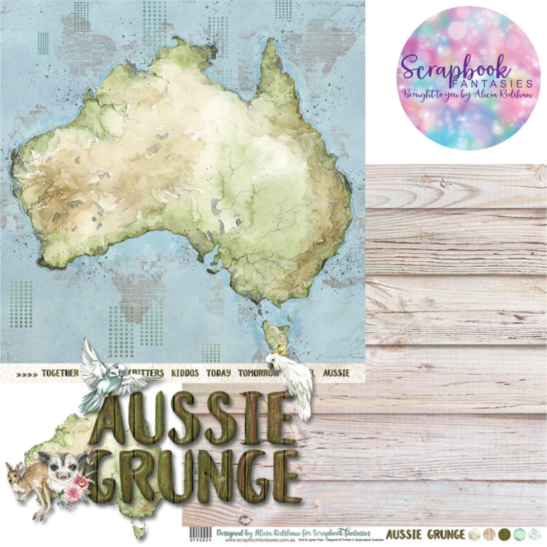 Aussie Grunge 12x12 Double-Sided Patterned Paper 004 Designed by Alicia Redshaw Exclusively for Scrapbook Fantasies