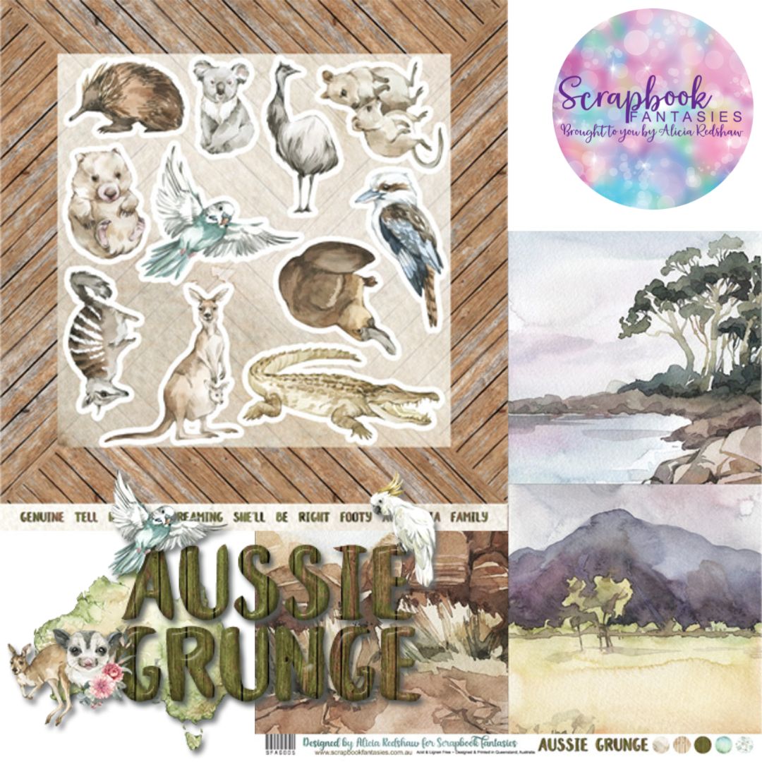 Aussie Grunge 12x12 Double-Sided Patterned Paper 005 Designed by Alicia Redshaw Exclusively for Scrapbook Fantasies