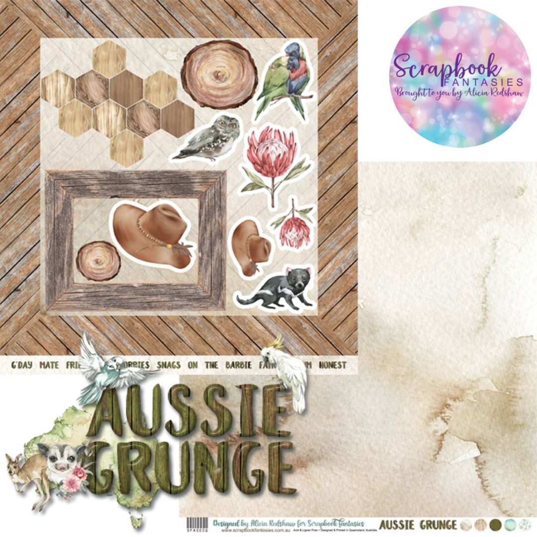 Aussie Grunge 12x12 Double-Sided Patterned Paper 006 Designed by Alicia Redshaw Exclusively for Scrapbook Fantasies