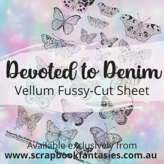 Devoted to Denim A4 Vellum Fussy-Cut Sheet 1 - Butterflies 11609