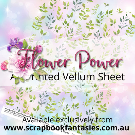 Flower Power A4 Printed Vellum Sheet - Leaves 14206