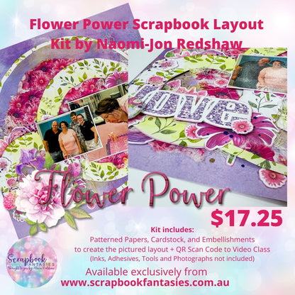 Flower Power Friday Night Scrap-Along Kit - Mixed Media Scrapbook Layout with Naomi-Jon Redshaw - 31 March 2023
