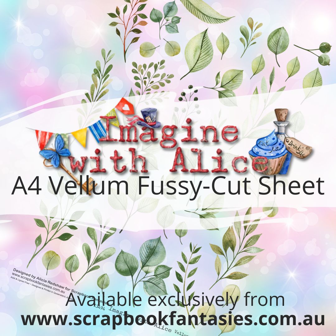Imagine with Alice - A4 Vellum Colour Fussy-Cut Sheet - Leaves 13494