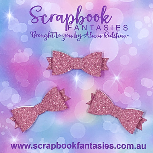Handmade Dusty Pink Matte Mini Glitter Bows (3 pack) by Naomi-Jon Redshaw