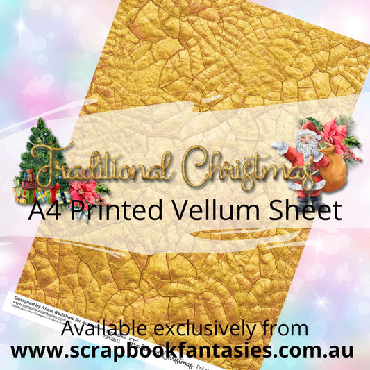 Traditional Christmas A4 Printed Vellum Sheet - Gold Crackle 7382201