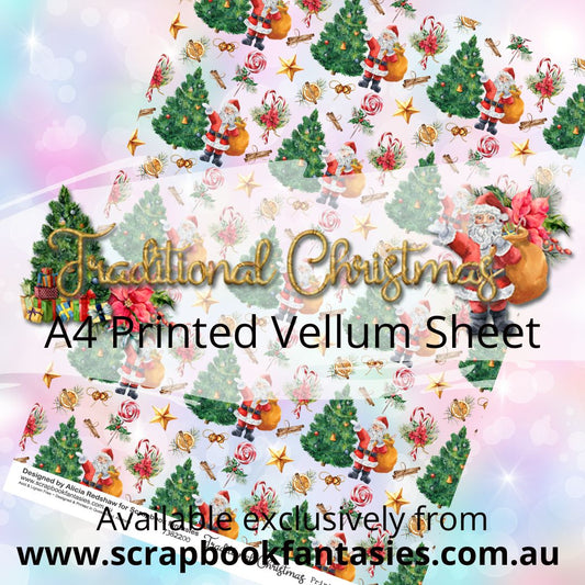 Traditional Christmas A4 Printed Vellum Sheet - Santa & Christmas Tree 7382200