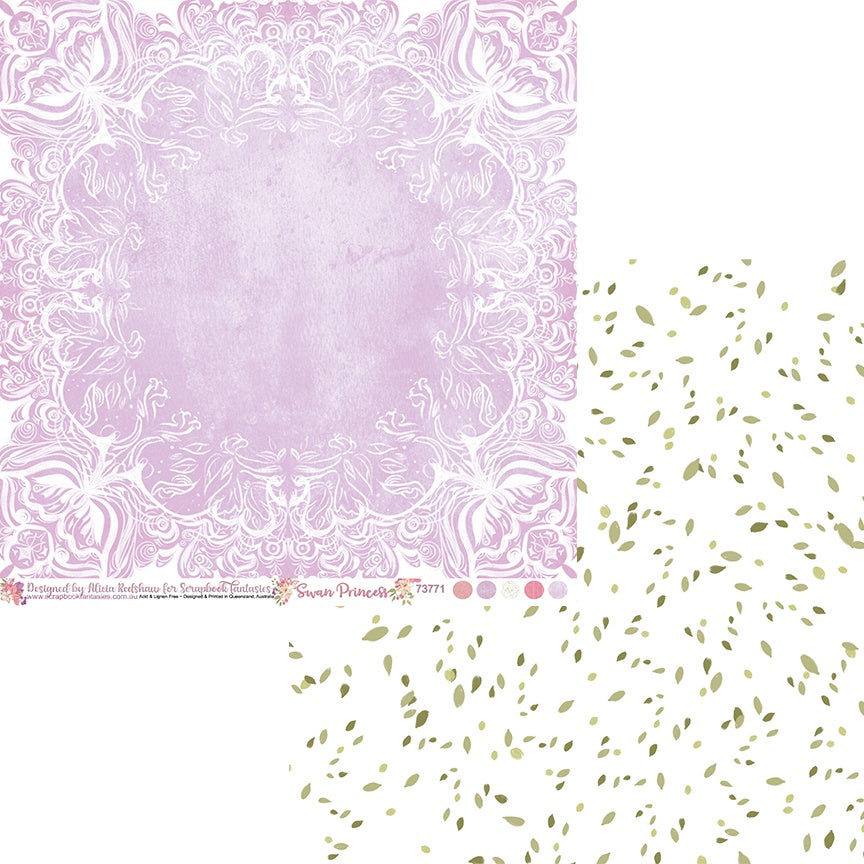 Swan Princess 12x12 Double-Sided Patterned Paper 1 - Designed by Alicia Redshaw Exclusively for Scrapbook Fantasies