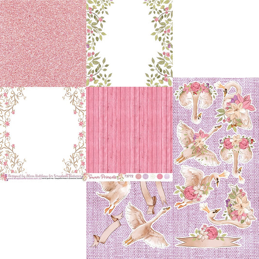 Swan Princess 12x12 Double-Sided Patterned Paper 2 - Designed by Alicia Redshaw Exclusively for Scrapbook Fantasies