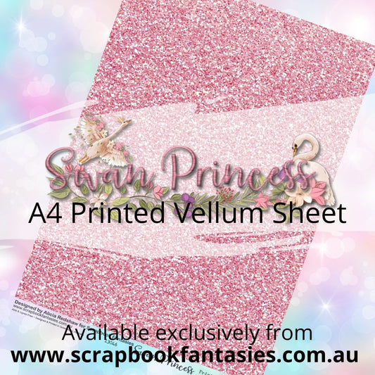 Swan Princess A4 Printed Vellum Sheet - Pink Glitter 13046