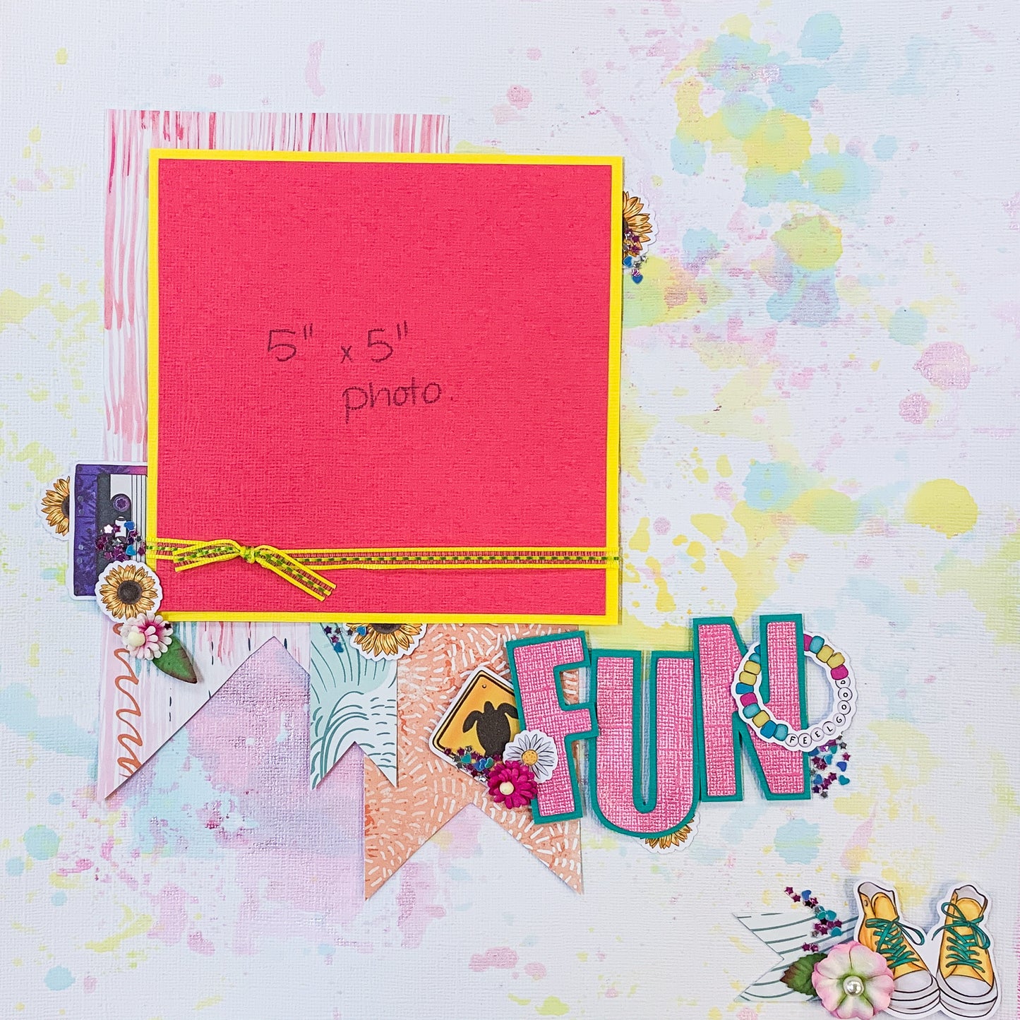 Summer Fun 6"x3.5" White Linen Cardstock Title-Cut - Designed by Alicia Redshaw