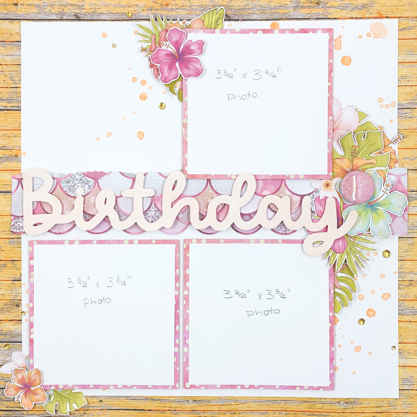 Tropicana - Birthday (large) 9.5"x2.75" White Linen Cardstock Title-Cut - Designed by Alicia Redshaw