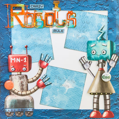 Robot Antics Flair Buttons [1"] - Orange Textures (3 pieces) Designed by Alicia Redshaw